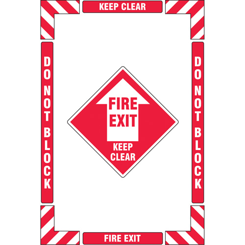 "Fire Exit" Floor Marking Kit, Adhesive, English with Pictogram Ontario Packaging