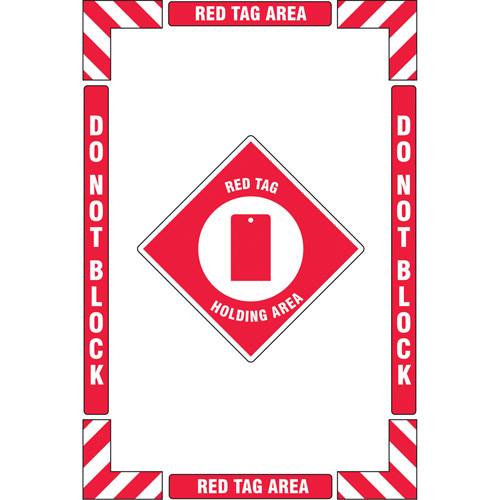 Trousse de marquage du sol ?Red Tag Holding Area? (zone de stockage des &eacute;tiquettes rouges), Adh&eacute;sif, Anglais avec pictogramme Ontario Packaging