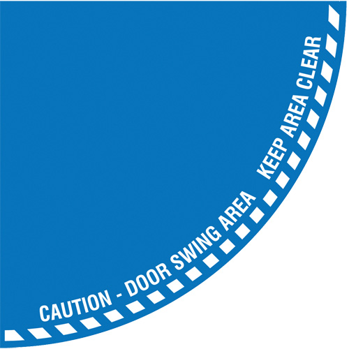 "Caution" Quarter Circle Swing Door Floor Sign, Adhesive, English with Pictogram Ontario Packaging