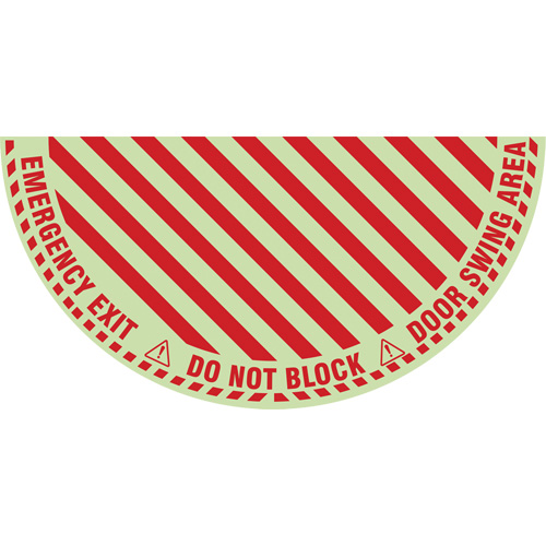 Signalisation au sol ?Emergency Exit? (sortie de secours) pour porte battante en demi-cercle, Adh&eacute;sif, Anglais avec pictogramme Ontario Packaging