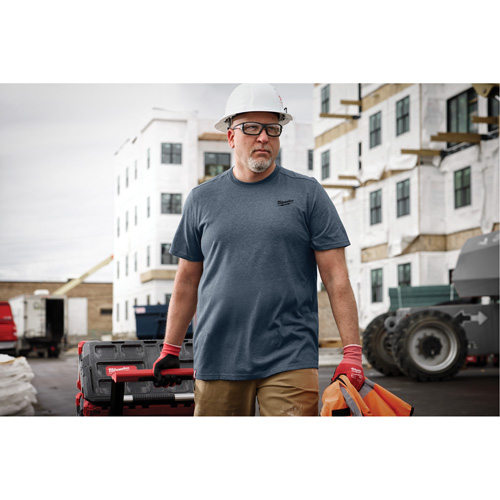 Hybrid Work Tee Shirt, Men's, Small, Blue Ontario Packaging