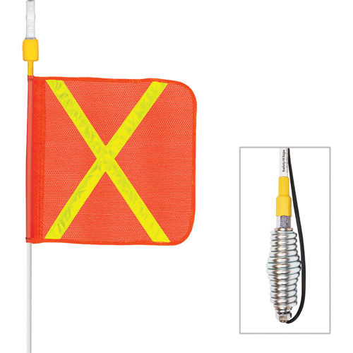 Safety Whip&reg; All-Weather Super-Duty Warning Whips with Constant LED Light, Spring Mount, 5' High, Orange with Reflective Ontario Packaging