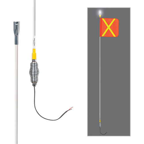 Safety Whip&reg; All-Weather Super-Duty Warning Whips with Constant LED Light, Spring Mount, 5' High, Orange with Reflective Ontario Packaging