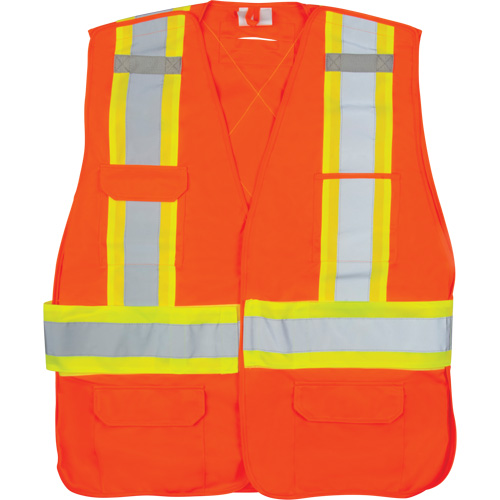 CSA-Compliant High-Visibility Surveyor Vest, High Visibility Orange, Medium, Polyester Ontario Packaging