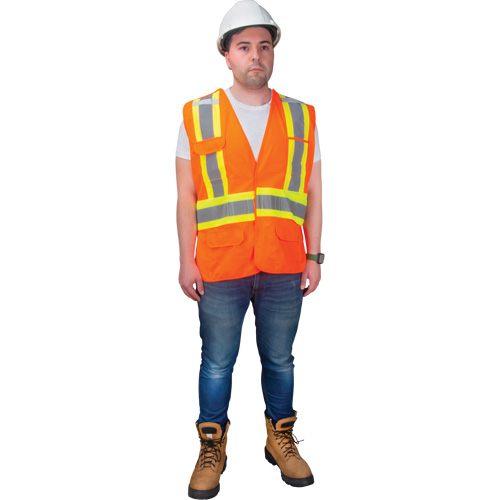 CSA-Compliant High-Visibility Surveyor Vest, High Visibility Orange, Medium, Polyester Ontario Packaging