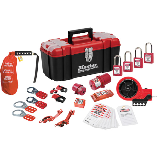 Trousse de cadenassage avec cadenas en thermoplastique de qualit&eacute; sup&eacute;rieure Zenex, Ensemble &eacute;lectrique, 21 composants compris Ontario Packaging