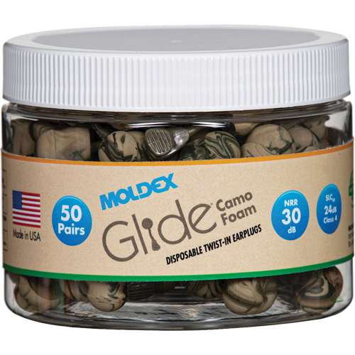 Bouchons d'oreilles en mousse camo Glide, Vrac - Contenant Ontario Packaging