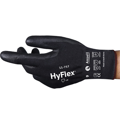 Gants r&eacute;sistant aux coupures Hyflex 11-757, Taille 8, Calibre 18, Rev&ecirc;tement Polyur&eacute;thane, Enveloppe en Intercept, ASTM ANSI niveau A7/EN 388 niveau F Ontario Packaging