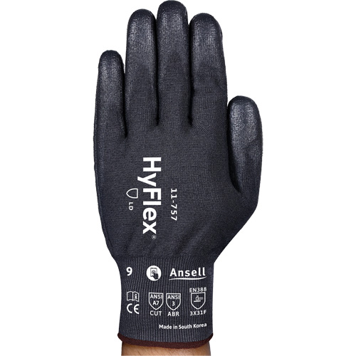 Gants r&eacute;sistant aux coupures Hyflex 11-757, Taille 8, Calibre 18, Rev&ecirc;tement Polyur&eacute;thane, Enveloppe en Intercept, ASTM ANSI niveau A7/EN 388 niveau F Ontario Packaging
