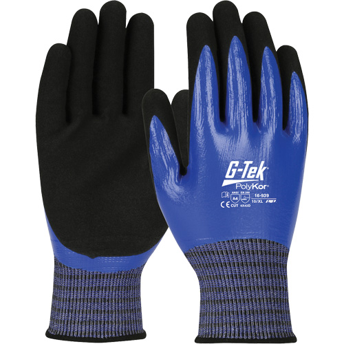 Gants r&eacute;sistants aux coupures G-Tek PolyKor X7, Taille Petit, Calibre 18, Rev&ecirc;tement Nitrile, Enveloppe en Fil technique, ANSI/ISEA 105 niveau 4 Ontario Packaging