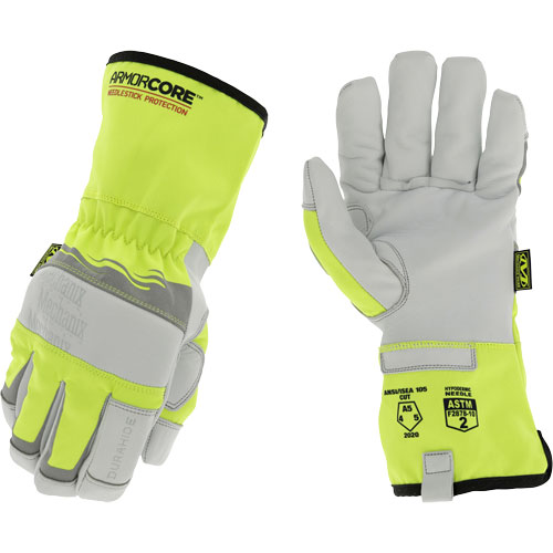 Gants de protection haute visibilit&eacute; contre les &eacute;pingles, Taille Petit, Rev&ecirc;tement Polyur&eacute;thane, Enveloppe en DuraHide, ASTM ANSI niveau A5 Ontario Packaging