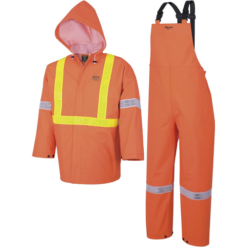 R85 Ensemble imperm&eacute;able de s&eacute;curit&eacute; 3 pi&egrave;ces ignifuge Element FR, PVC, Petit, Orange haute visibilit&eacute; Ontario Packaging
