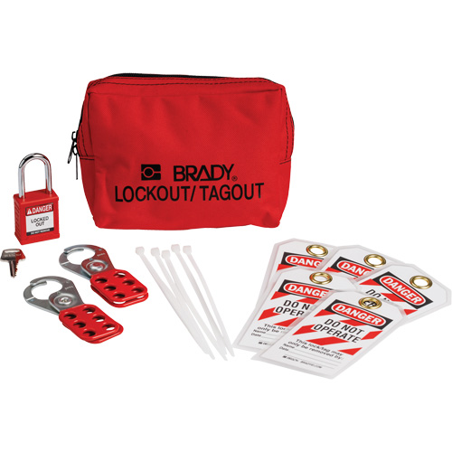 Trousse de cadenassage/&eacute;tiquetage avec cadenas de s&eacute;curit&eacute; en nylon dans une pochette, Ensemble &eacute;lectrique, 14 composants compris Ontario Packaging