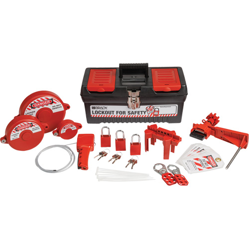 Trousse de cadenassage et d&eacute;tiquetage avec cadenas de s&eacute;curit&eacute; en aluminium et boîte &agrave; outils, Ensemble Vanne, 32 composants compris Ontario Packaging