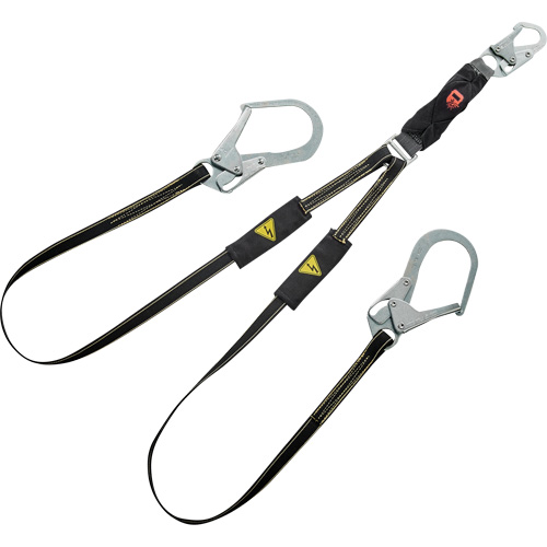 V-Series Welding Energy Absorbing Lanyard, 6', Rebar Hook Center, Snap Hook Leg Ends, Kevlar&reg;/Metal/Nylon Ontario Packaging
