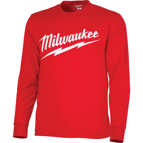 Heavy-Duty Long-Sleeved T-Shirt with Milwaukee&reg; Logo, Men's, Small, Red Ontario Packaging
