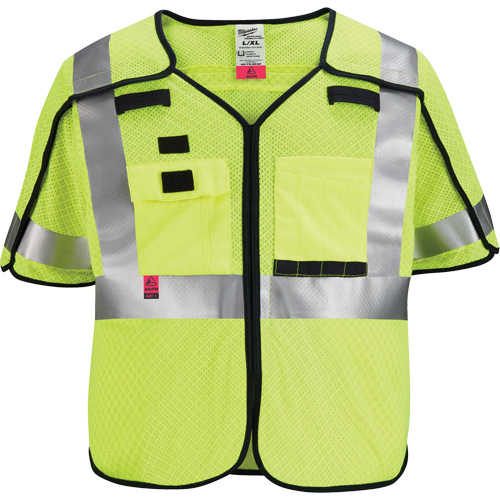 Breakaway Mesh Safety Vest, Black/High Visibility Lime-Yellow, Medium/Small Ontario Packaging