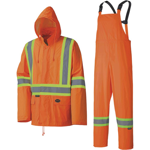 5598 Combinaison de pluie imperm&eacute;able et l&eacute;g&egrave;re, Polyester/PVC, Petit, Orange haute visibilit&eacute; Ontario Packaging