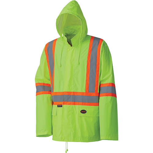 5599 Lightweight Waterproof Rain Suit, Polyester/PVC, X-Small, High Visibility Lime-Yellow Ontario Packaging