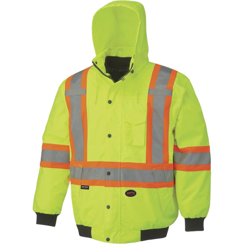 5023 Waterproof 7-in-1 Bomber Jacket, Polyester, High Visibility Lime-Yellow, Small Ontario Packaging