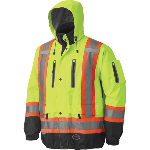 5201 Premium Breathable Waterproof Jacket, Polyester, Black/High Visibility Lime-Yellow, Large Ontario Packaging