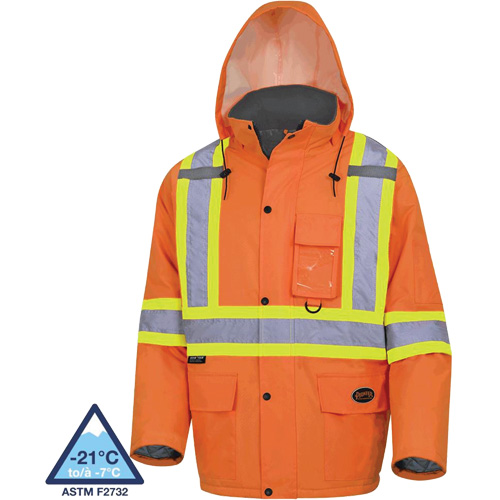 5030 Waterproof Quilted Safety Parka, High Visibility Orange, Small Ontario Packaging