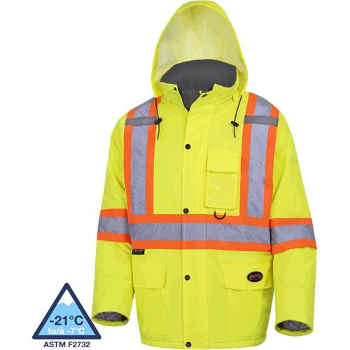 5031 Waterproof Quilted Safety Parka, High Visibility Lime-Yellow, Small Ontario Packaging