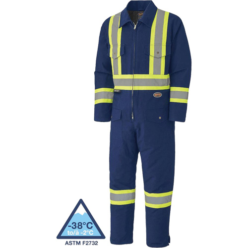 5539A Quilted Duck Coveralls, Small, Navy Blue Ontario Packaging