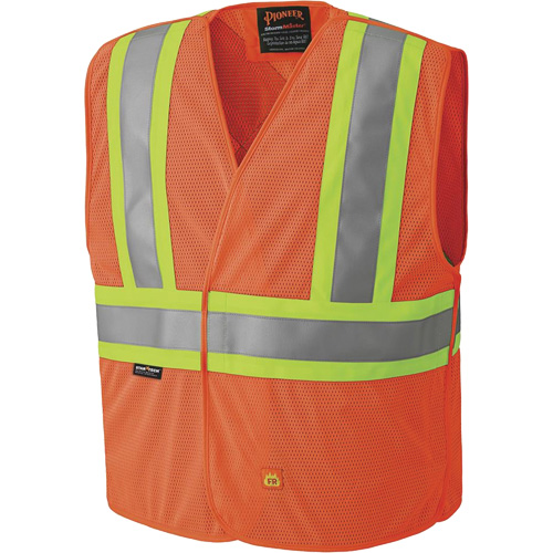 6914A Flame Resistant Safety Vest, High Visibility Orange, Medium/Small, Polyester Ontario Packaging