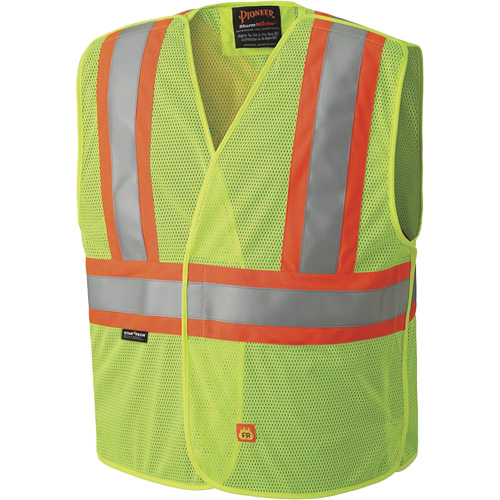 6916A Flame Resistant Safety Vest, High Visibility Lime-Yellow, Medium/Small, Polyester Ontario Packaging