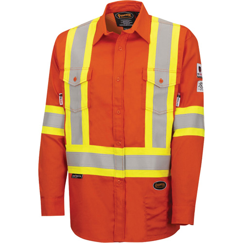 7743 FR-Tech&reg; Flame-Resistant Safety Shirt, Small, High Visibility Orange Ontario Packaging