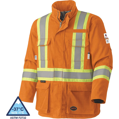 5533 Flame-Resistant Safety Parka, Small, High Visibility Orange, 58 cal/cm² Ontario Packaging