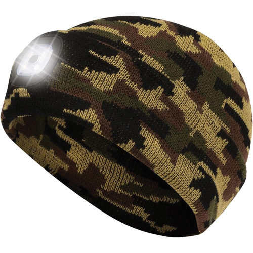 5677 Tuque en tricot avec lampe frontale &agrave; DEL, Doublure en Molleton, Taille unique, Camo Ontario Packaging