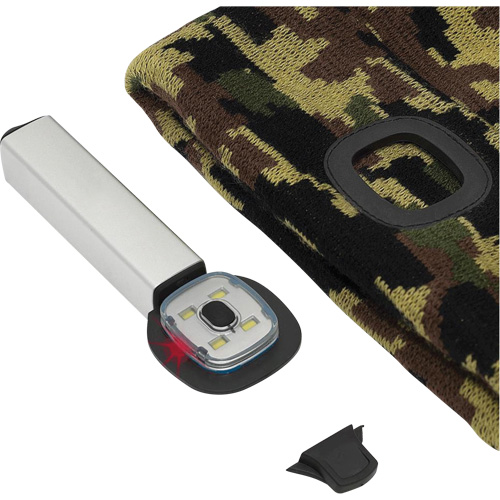 5677 Tuque en tricot avec lampe frontale &agrave; DEL, Doublure en Molleton, Taille unique, Camo Ontario Packaging