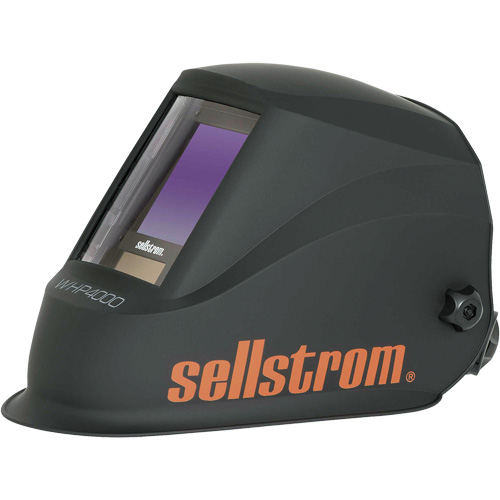 WHP4000 Premium Series ADF Welding Helmet with Extra-Large Blue Lens Technology, 3.94" L x 3.28" W View Area, Black/Orange Ontario Packaging