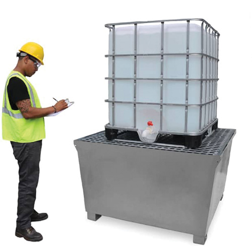 Steel Ultra-IBC Spill Pallet&reg;, 370 US gal. Spill Capacity, 57.6" x 34.7" x 56.9" Ontario Packaging