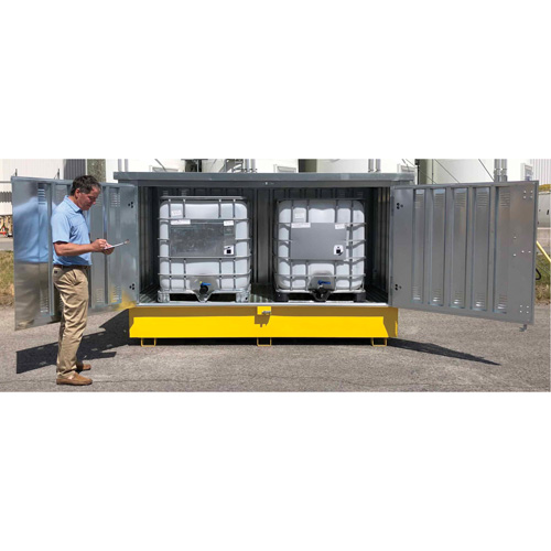 Steel Ultra-Twin IBC Hard Top, 123.4" L x 73.4" W x 66.4" H, 12250 lbs. Load Capacity Ontario Packaging