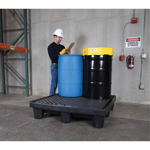 4-Drum Economy Ultra-Spill Pallet&reg;, 66 US gal. Spill Capacity, 53" x 53" x 11.8" Ontario Packaging
