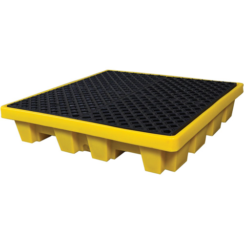 Ultra-Spill Pallet emboitable, 4 barils, Capacit&eacute; de d&eacute;versement 66 gal. US, 51" x 51" x 10" Ontario Packaging