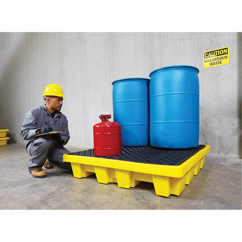 4-Drum Nestable Ultra-Spill Pallet&reg;, 66 US gal. Spill Capacity, 51" x 51" x 10" Ontario Packaging