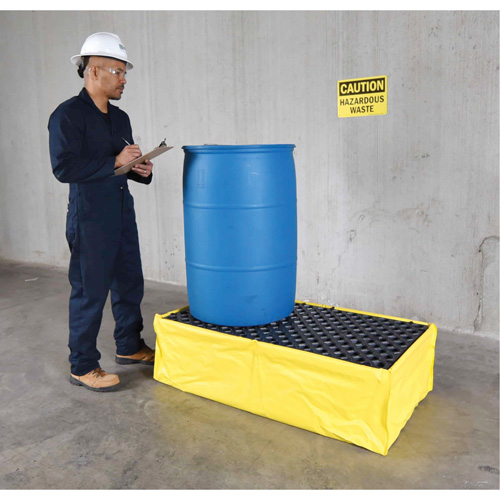 2-Drum Flexible Ultra-Spill Pallet&reg;, 66 US gal. Spill Capacity, 48" x 24" x 14" Ontario Packaging