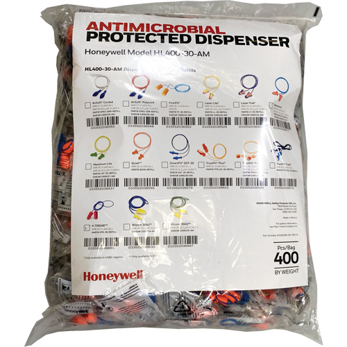 Recharge de bouchons doreille XTR-30 pour le distributeur HL400, Vrac - Sac en poly, Avec cordon Ontario Packaging