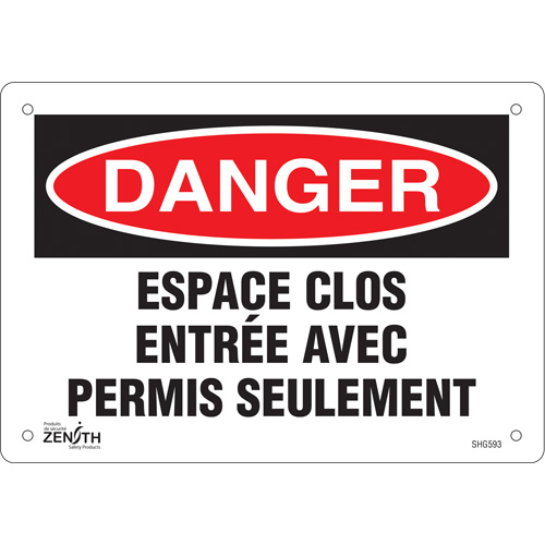 "Espace clos" Sign, 7" x 10", Plastic, French Ontario Packaging