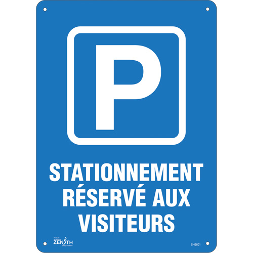"Stationnement r&eacute;serv&eacute; aux visiteurs" Sign, 10" x 14", Plastic, French with Pictogram Ontario Packaging