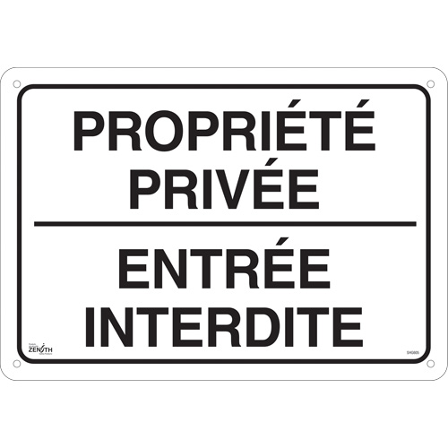 "Propri&eacute;t&eacute; priv&eacute;e" Sign, 14" x 20", Aluminum, French Ontario Packaging