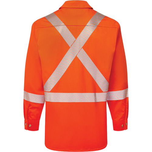 Ultrasoft&reg; Flame Resistant Deluxe Segmented Striped Work Shirt, Medium, Orange Ontario Packaging
