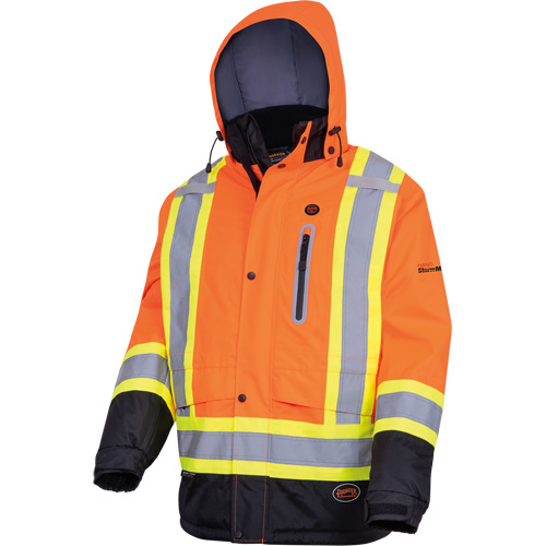 5407 Waterproof Insulated Heated Safety Jacket, Men's, Small, High-Visibility Orange Ontario Packaging
