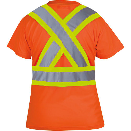 6948 Women's Bird's-Eye Safety T-Shirt, Polyester, X-Small, High Visibility Orange Ontario Packaging