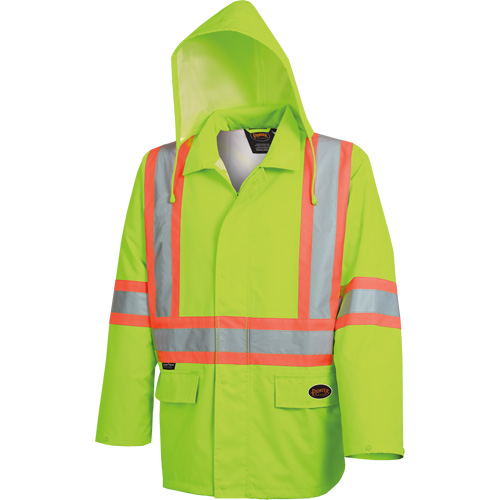5628 The Rock  Waterproof Safety Jacket, Polyester/Polyurethane, High Visibility Lime-Yellow, Small Ontario Packaging