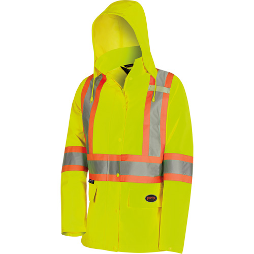 5628W The Rock Women's 300D  Quilted Safety Parka, Polyester/Polyurethane, High Visibility Lime-Yellow, X-Small Ontario Packaging